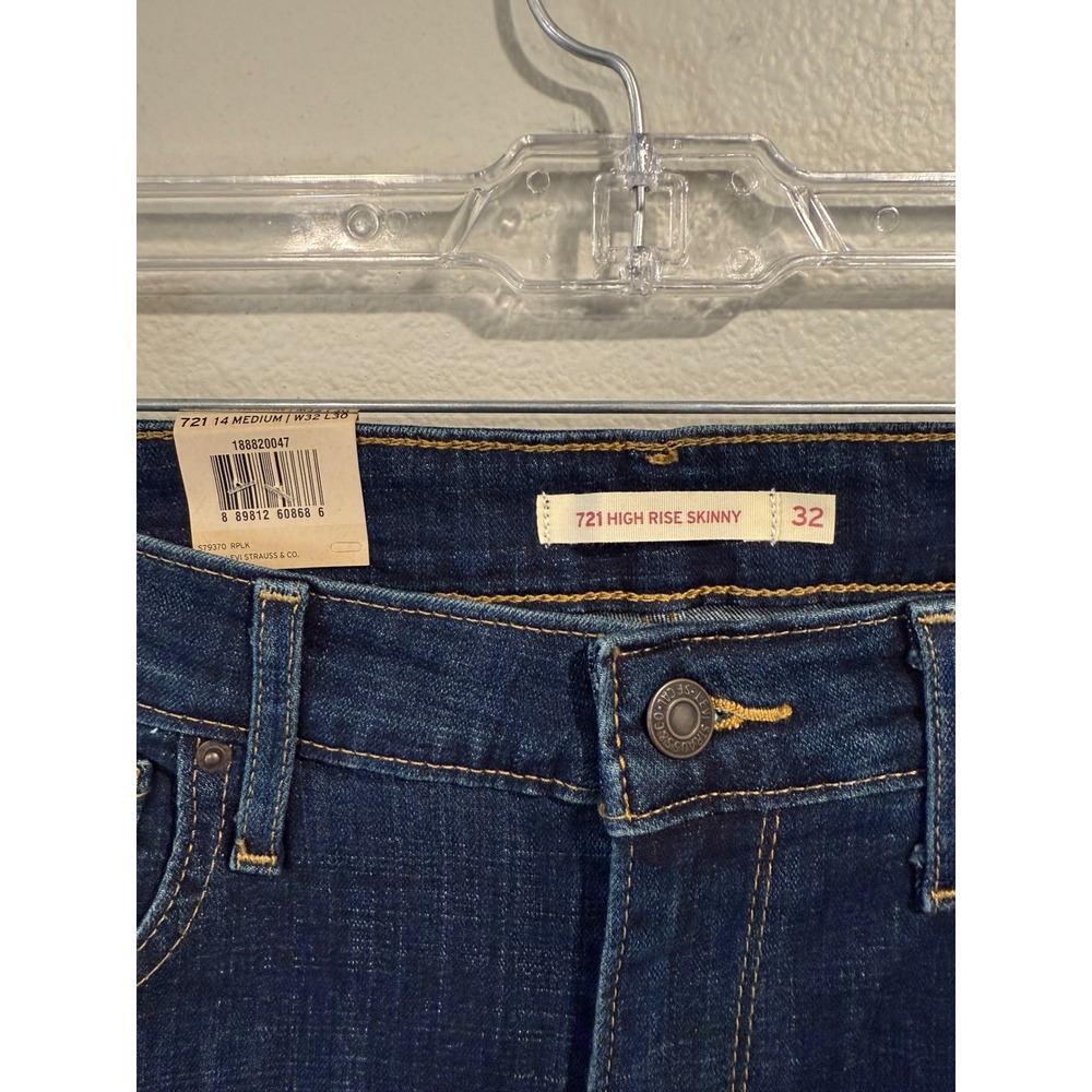 Levi's 721 High Rise Skinny Jeans Dark Wash Women's Size 14 Medium W32 L30 - Picture 5 of 8